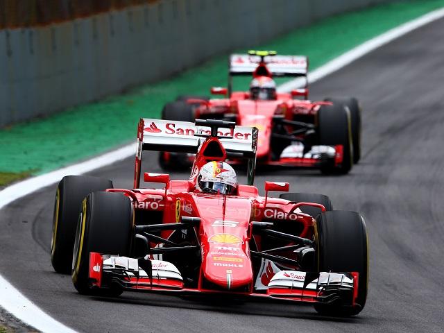 Coming to get you - the Ferraris of Sebastian Vettel and Kimi Raikkonen